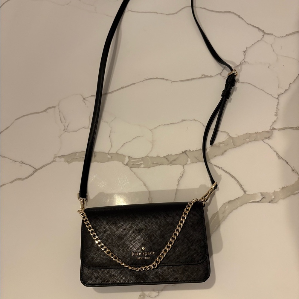 Kate Spade Black Crossbody with Gold Chain - Picture 2 of 5